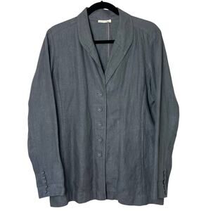 Eileen Fisher Linen Blazer Jacket Button Front Gray Size Small